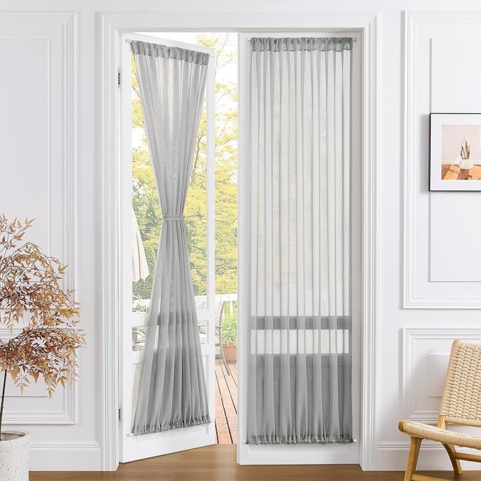 Tollpiz Sheer Curtain Closet Linen Textured Curtain Sheers Doorway Light by Tollpiz