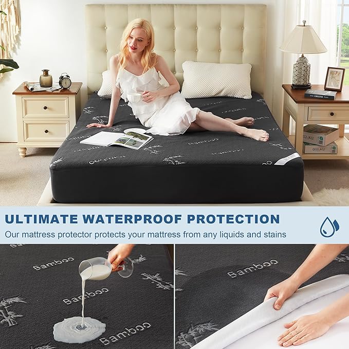 BEDLORE Queen Size Mattress Protector Waterproof, Mattress Pad Fitted 6-18 Inch - Image 2