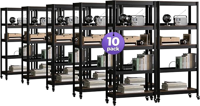 HOMEDANT House 5-Tier Metal Rolling Cart Shelf Rack Casters Heavy Duty Wheel by TheBestOrganizingSolution