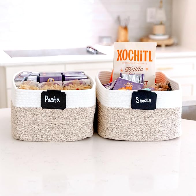 NaturalCozy Storage Baskets 16.8”x13”x7.6” Cotton Rope Woven Baskets - Image 7