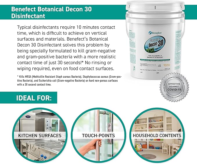Benefect Botanical Decon 30 Disinfectant Cleaner, 5 Gallon, Light Lemon & Thyme - Image 3