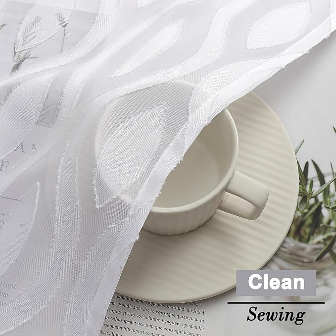 Aiyufeng White Sheer Curtains 45 Inch Length 2 Panels Set, Farmhouse Clip - Image 5