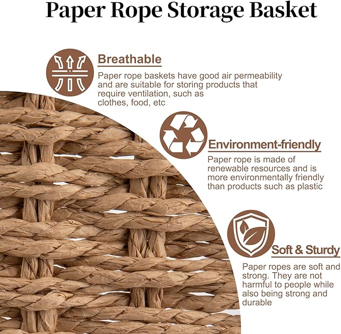 OIAHOMY Wicker Basket, Paper Shelf Basket - Image 3