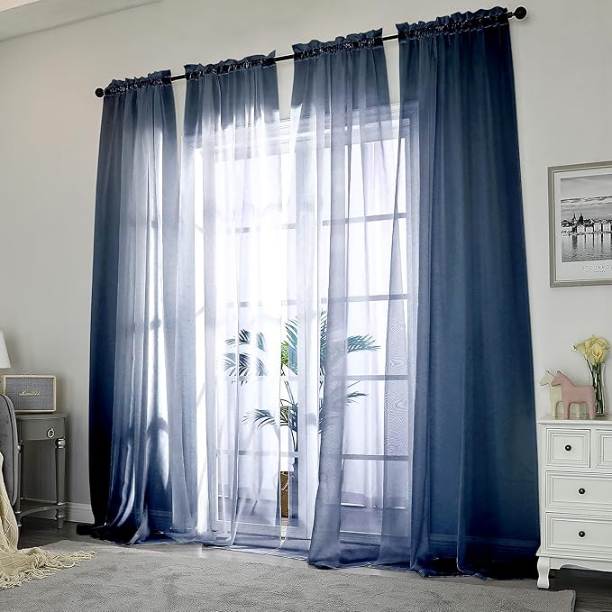 Chyhomenyc Sheer Window Curtains 108 inch Length 2 Panels Set, Airy - Image 2