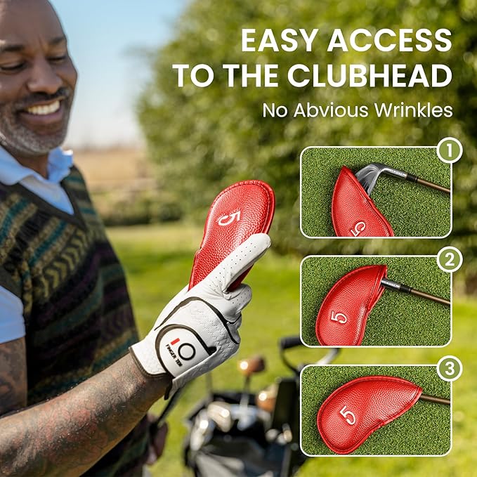 FINGER TEN Premium Synthetic Leather Stylish Iron & Wedge Golf Head Covers - Image 4