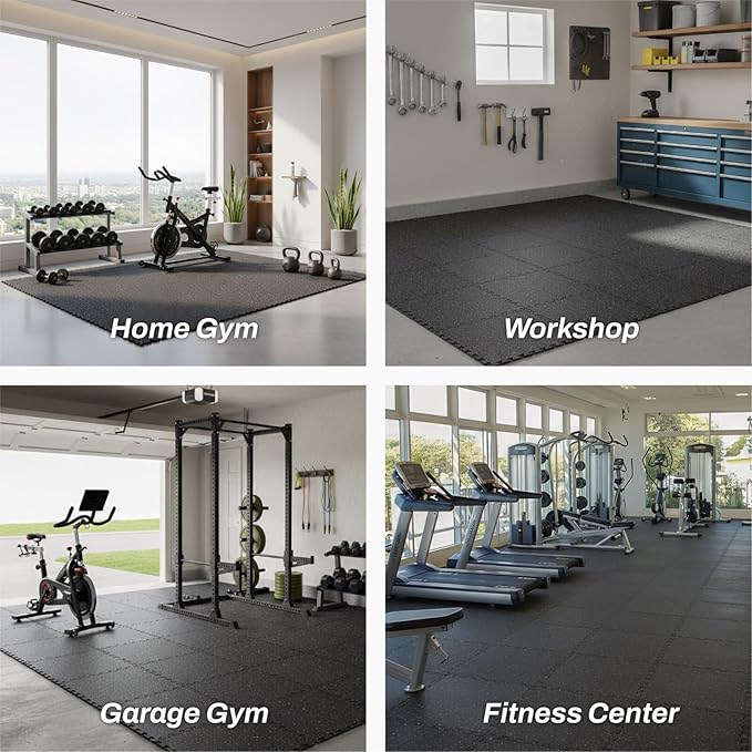 AIRHOP 0.56in Thick 96 Sq Ft Exercise Equipment Mats, 24 Tiles Upgraded Rubber - Image 7