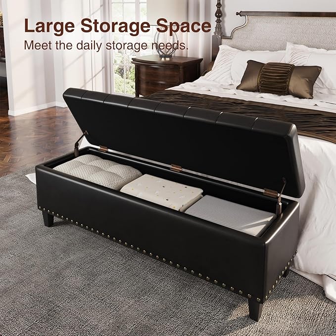 Storage Ottoman Bench, 51-Inch Large Storage Bench - Image 3