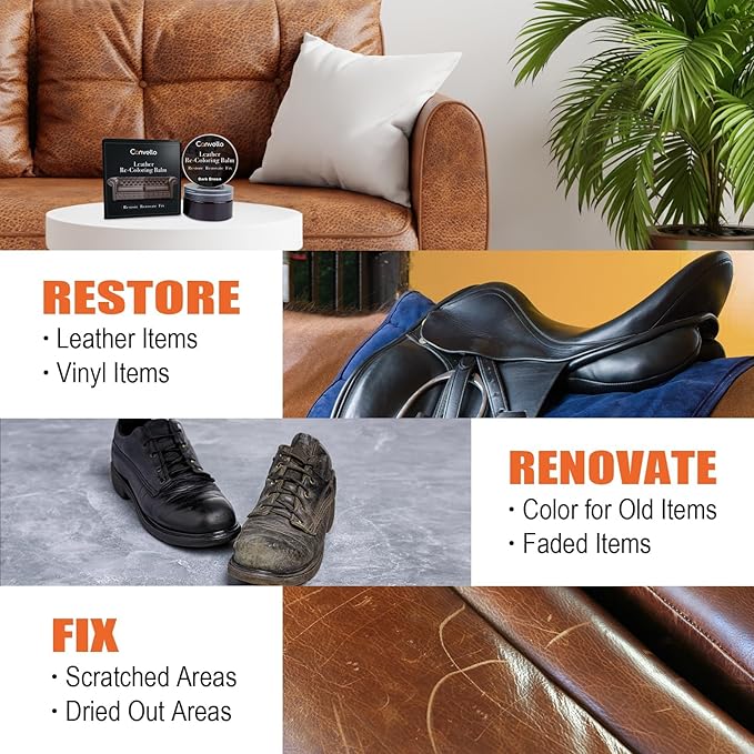 Dark Brown Leather Repair Kit, Dark Brown Leather Recoloring Balm, Leather Dye - Image 4