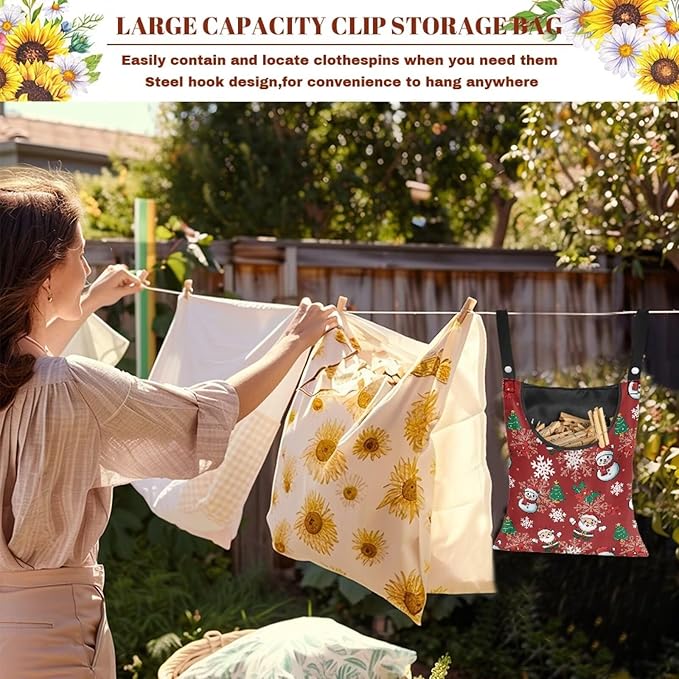 Christmas Theme Handy Clothespin Bags Maple Leaf Space-Saving Clothespin - Image 6