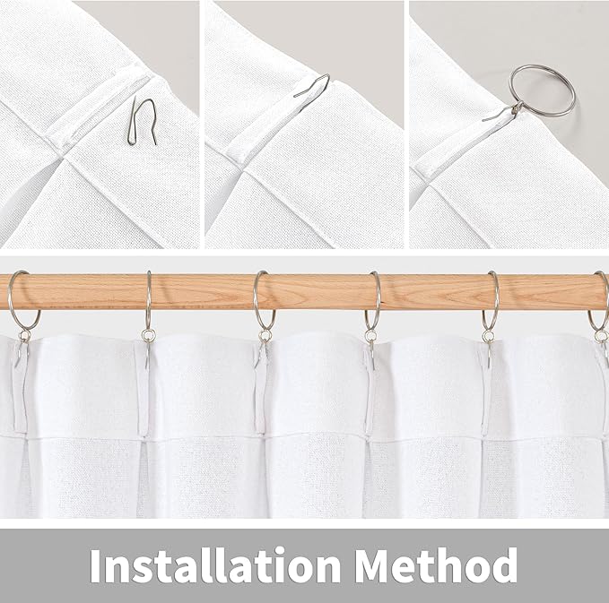YoungsTex White Linen Semi Sheer Curtains 108 Inch Length 2 Panels, Light - Image 7