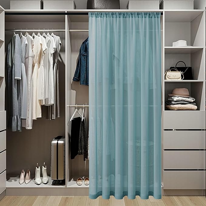 Tollpiz Sheer Door Curtains Closet Linen Textured Curtain Sheers Doorway Light - Image 3