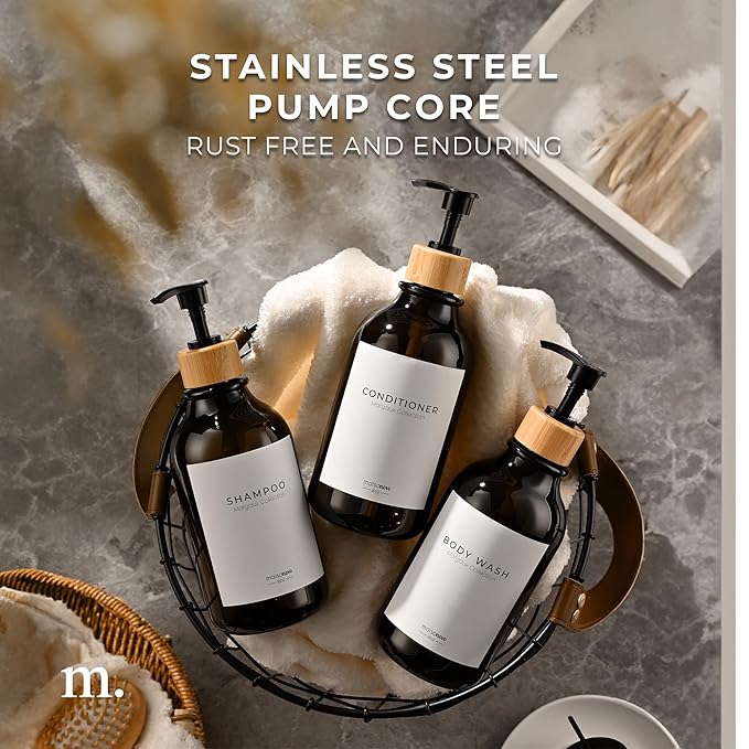 MaisoNovo Refillable Shampoo and Conditioner Bottles | 16.9 fl oz Set of 3 - Image 4