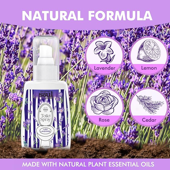 Toilet Spray 2Oz, Lavender Scent, Bathroom Deodorizer, Travel Size Air - Image 3