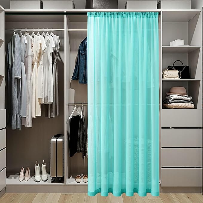 Tollpiz Small Sheer Door Curtain Closet Linen Textured Curtain Sheers Doorway - Image 3