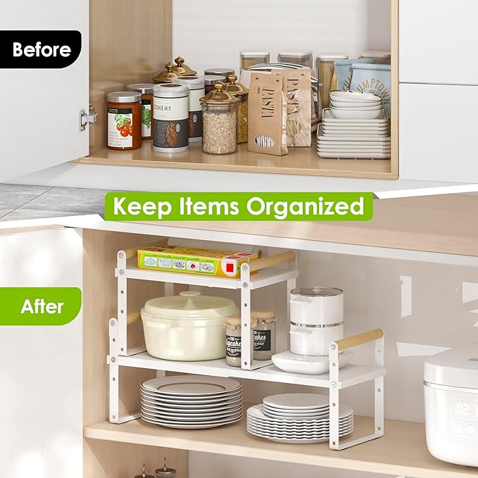 DOLALIKE Expandable kitchen Countertop Organizer, Stackable Cabinet Shelf - Image 7