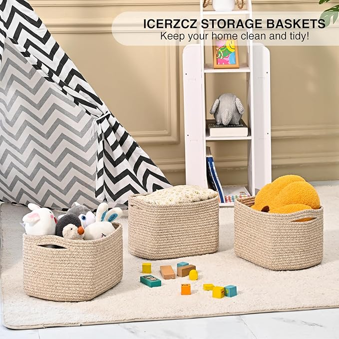 Small Storage Baskets for Shelves Organizing, Woven Cotton Rope Baskets for - Image 6