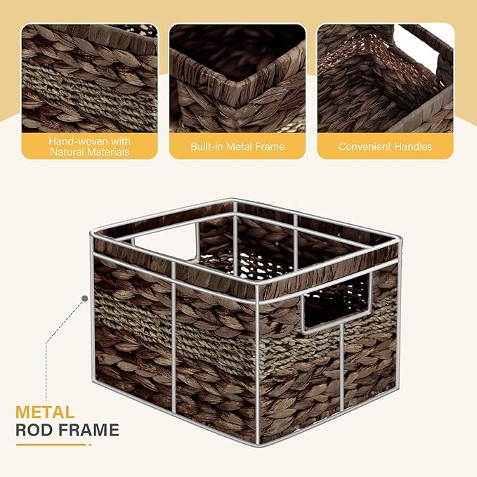 Water Hyacinth Wicker Basket, Decorative Woven Baskets - Image 3