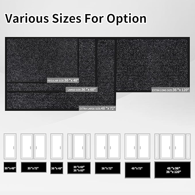Front Door Mat Indoor Outdoor Entrance, TPR Backing Non-Slip Doormats, Low - Image 7