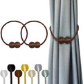 Hion Magnetic Curtain Tiebacks Dark Brown 2pcs, Curtain Tiebacks Buckles by Hion
