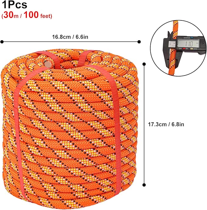 1/2 Inch 100 FT Tree Felling Rope, Professional Static Rope, Bull Pulling - Image 2
