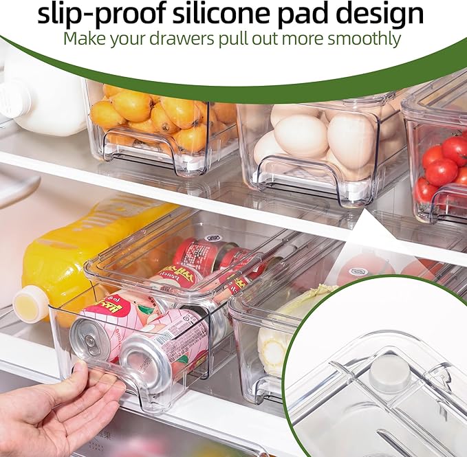 4 Pack Fridge Organizer Drawers, Stackable Pantry Organizers and Storage - Image 6