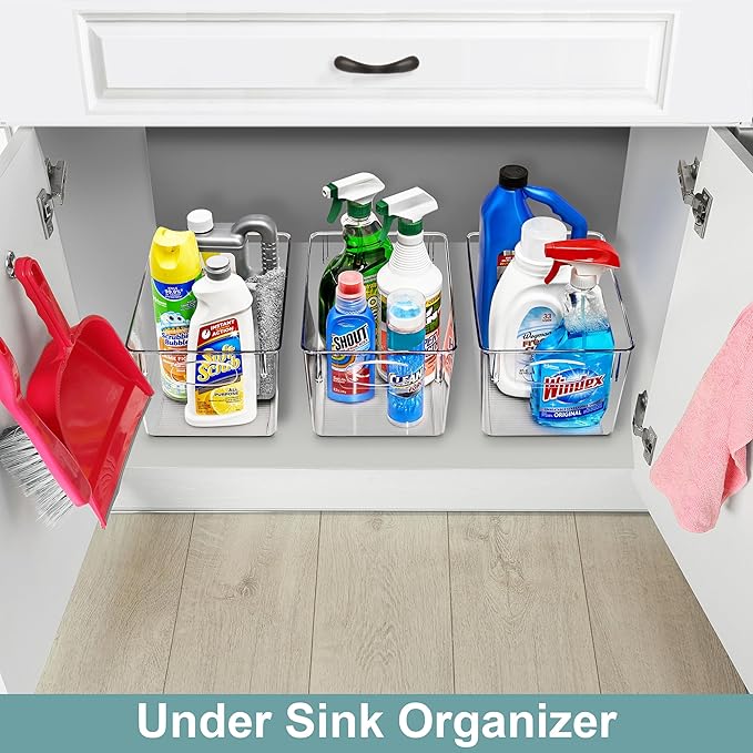 Sorbus 2 Pack Large Clear Plastic Storage Bins, Refrigerator, Under Sink - Image 2