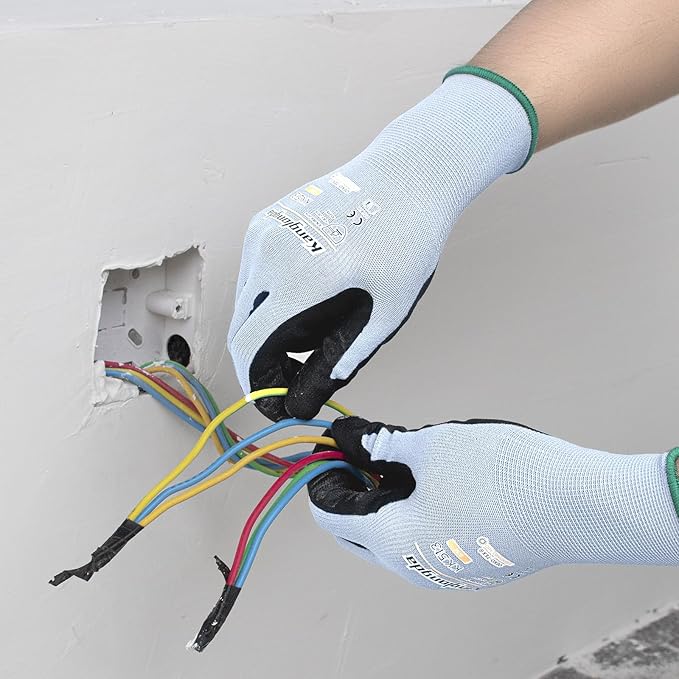 3-Paris XL Work Gloves for Men and Women, Nitrile Coated Safety Protective - Image 3