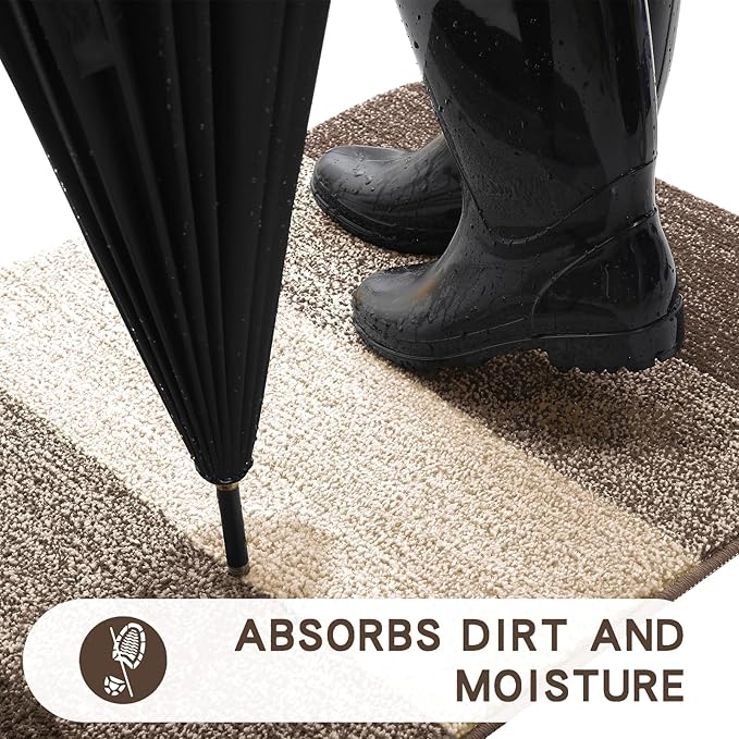 Kitinjoy Indoor Outdoor Door Mat, 36x24 Non-Slip Absorbent Dirt Trapper - Image 2