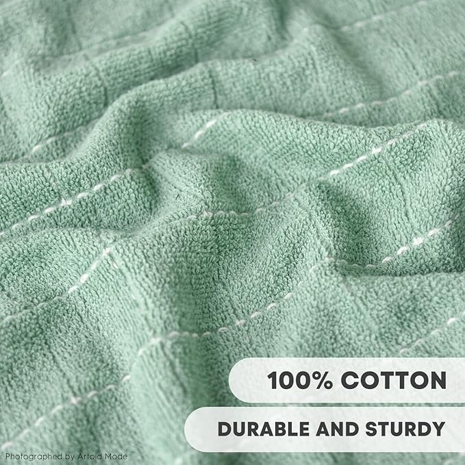 Artoid Mode Checkered Designed Cotton Dark Green Terry Kitchen Dish Cloths - Image 3