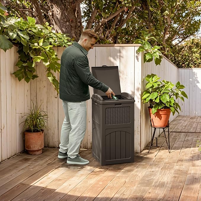 YESHOMY 33 Gallon Resin Outdoor Trash Can - Image 7
