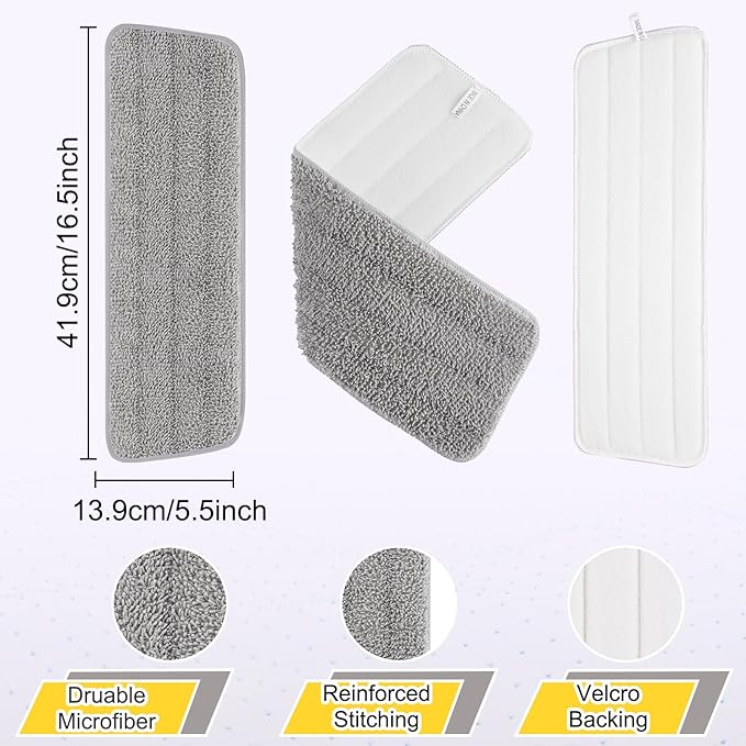 16.5 Inch Reusable Mop Pads Microfiber Spray Mop Replacement Heads - Image 3