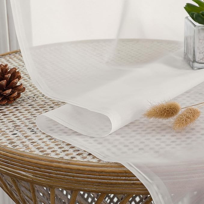 Chyhomenyc Ivory Sheer Curtains 90 Inches Long 2 Panels, Light Filtering Ivory - Image 5