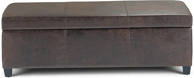 SIMPLIHOME Avalon 48 inch Wide Contemporary Rectangle Storage Ottoman Bench in - Image 6