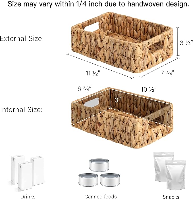 StorageWorks Water Hyacinth Baskets, Small Wicker Baskets - Image 2