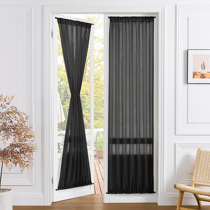 Tollpiz Sheer Door Curtain Closet Linen Textured Curtains Sheer Doorway Light by Tollpiz