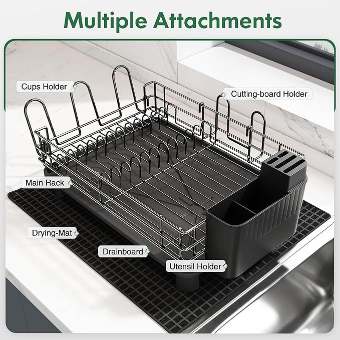 JASIWAY Stainless Steel Black Dish Drainers Drying Rack - Image 2
