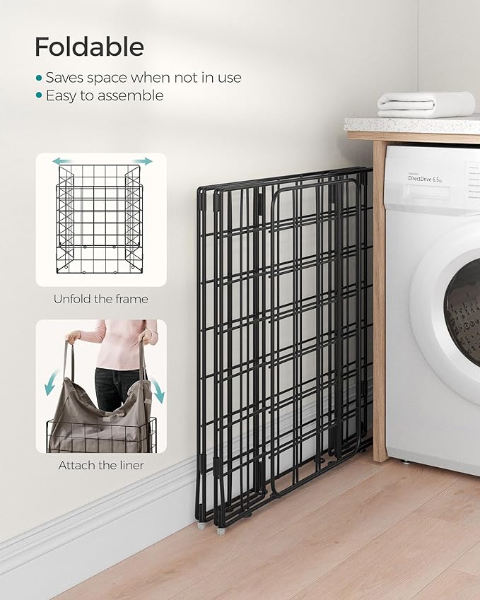 SONGMICS Laundry Hamper, 29 Gal. Laundry Basket, Collapsible Clothes Hamper - Image 7