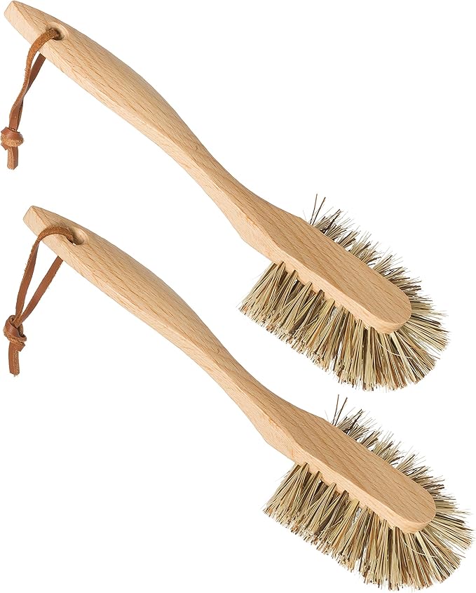 REDECKER Curved Dish Brush, Natural Union Plant Fiber Bristles, Ergonomic Design by Redecker