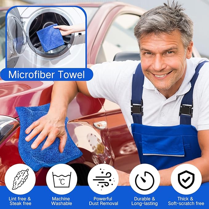 200 Pieces Microfiber Cleaning Cloths Bulk Absorbent Microfiber Towels Reusable - Image 3