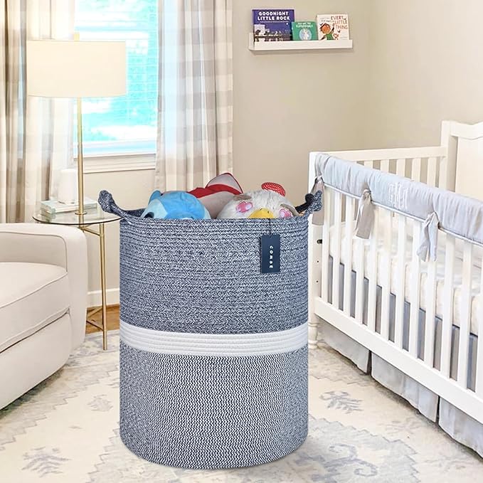 COMSE Extra Large Blanket Basket, Tall Woven Storage Basket, Nursery Hamper - Image 6