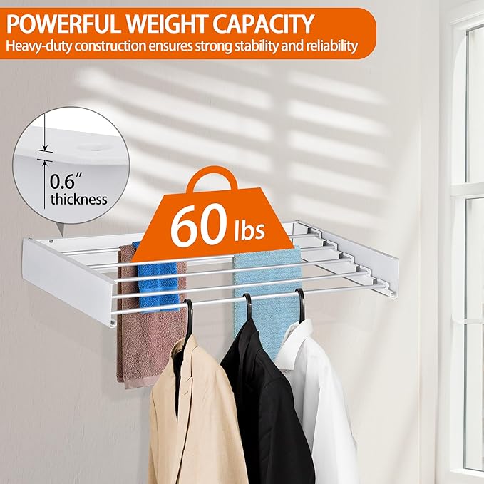 FOCHIER F Laundry Drying Rack Wall Mounted Clothes Drying Rack Collapsible - Image 2