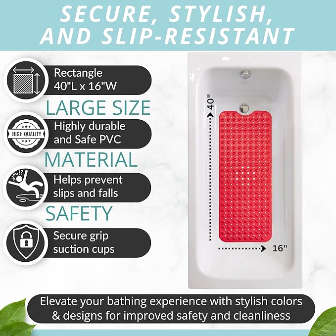 ENKOSI Non-Slip Bath Mat – Extra Long 40 x 16 Bathtub Shower Mat – Anti Slip - Image 4