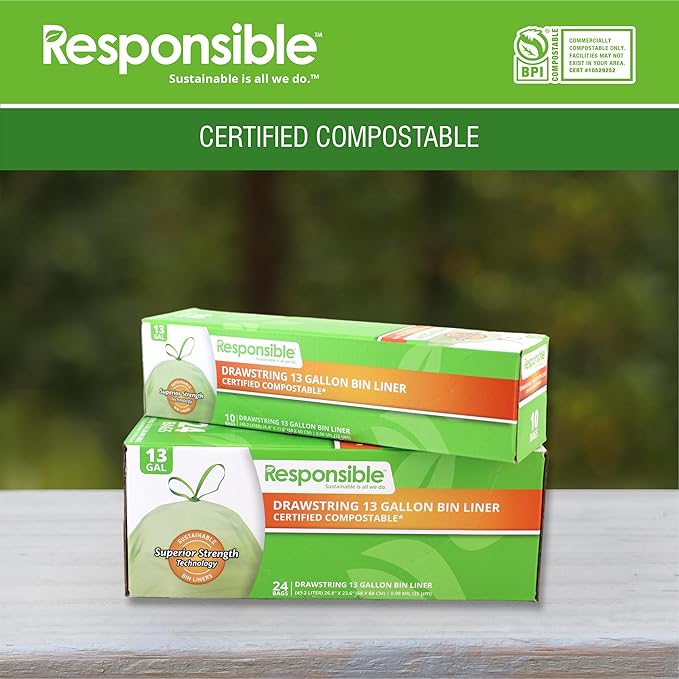Responsible Products Kitchen Bin Liners, Certified Compostable, Heavy Duty - Image 4