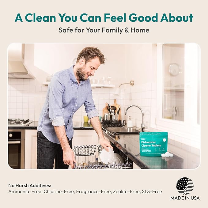 FEBU Dishwasher Cleaner Tablets Made in USA | Natural Dishwasher Cleaner and - Image 5