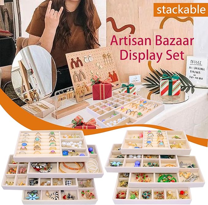 Jewelry Organizer Drawer 8 Set Jewelry Boxes Velvet Jewelry Drawer Organizer - Image 3