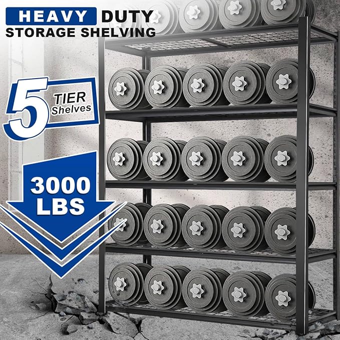 BILT HARD Garage Shelving 3000 LBS 36" W x 18" D x 72" H, Heavy Duty 5-Tier - Image 3