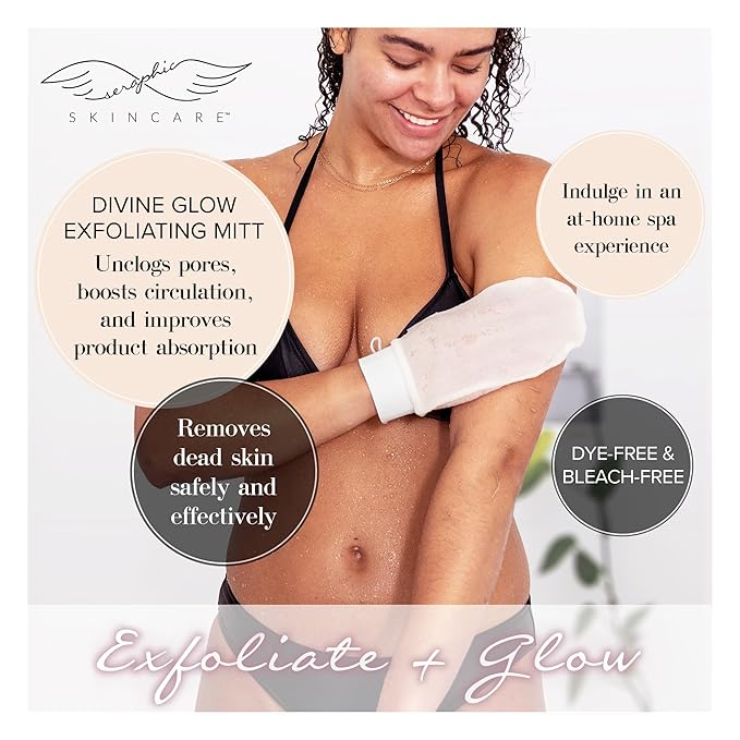 Seraphic Skincare Divine Glow Exfoliating Mitt – 100%, Bleach-Free Vegan - Image 2