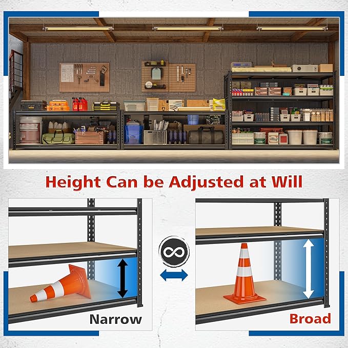 59.8"W Metal Shelving 59.8"H Storage Shelves 2200LBS Garage Shelving Adjustable - Image 5