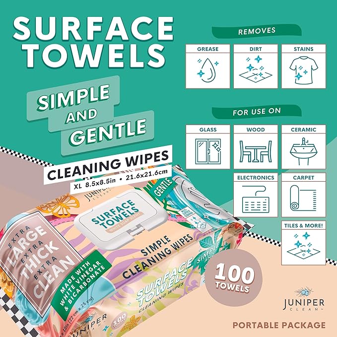 6 Packs Surface Cleaning Wipes, Thick & Large Dispose, All-Purpose Cleaner - Image 2