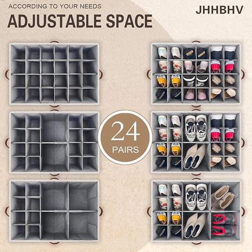 1 Pack Shoe Organizer for Closet, Adjustable Shoe Box Storage Containers - Image 2